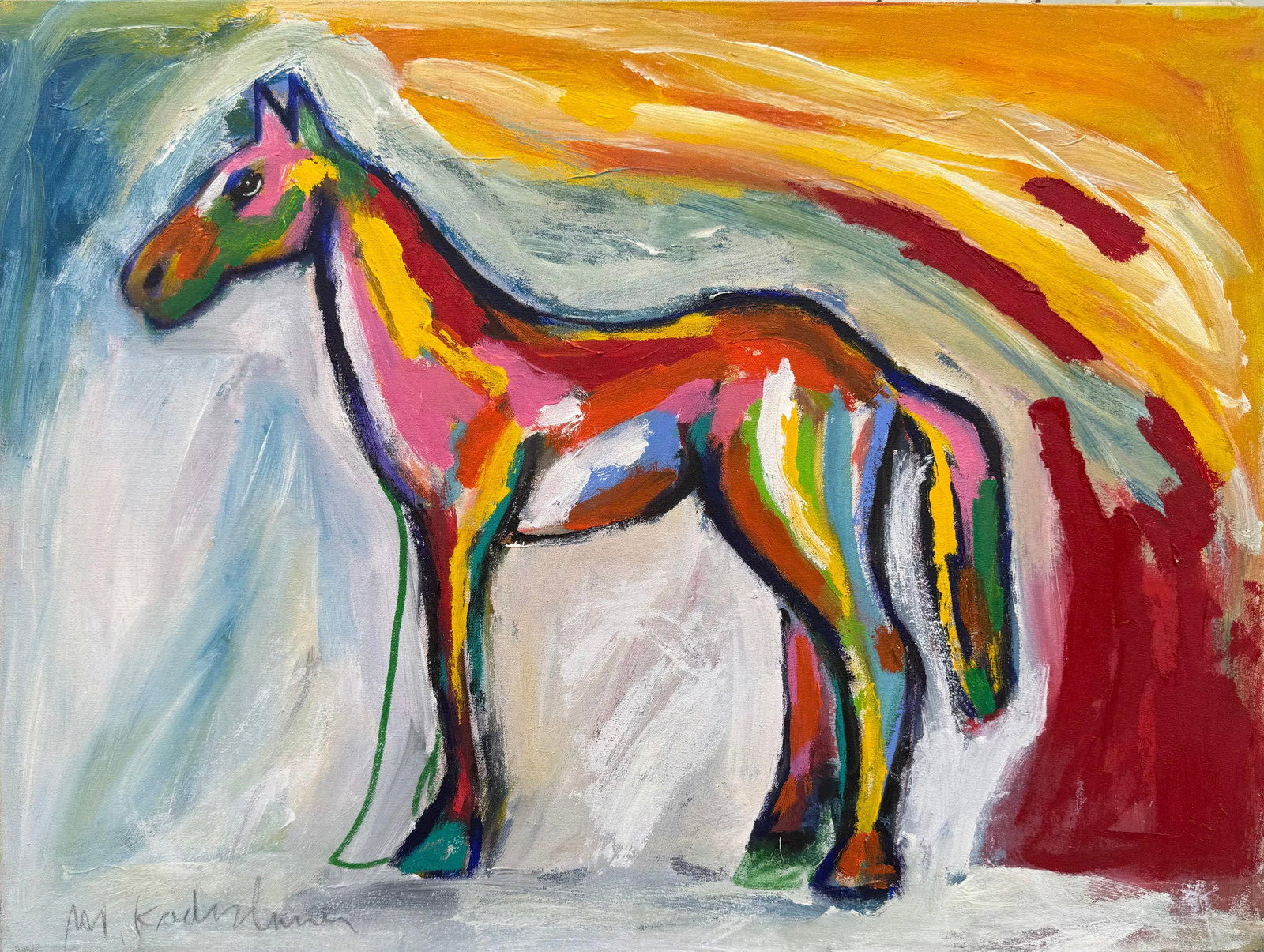 Menashe Kadishman, Israeli - Jewish, Acrylic on Canvas: Menashe Kadishman Horse, acrylic on canvas, accompanied by a drawing on the reverse, 60x80 cm. Quality and rare work. Kadishman (1932-2015) was an Israeli painter and sculptor, winner of the Israel Pr