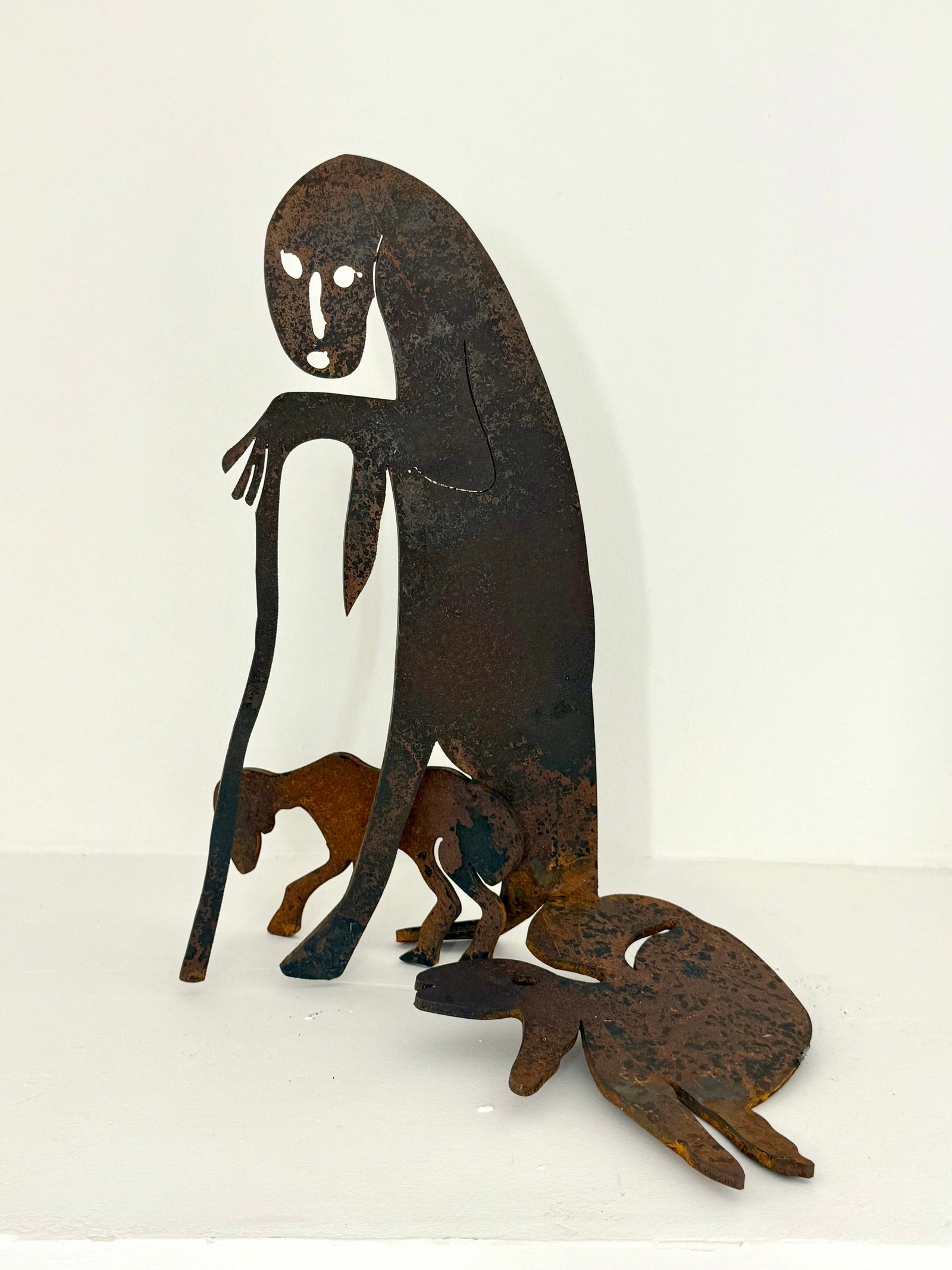Menashe Kadishman, Israeli - Jewish, Shepherdess and Flock, Iron Sculpture (1 of 2)