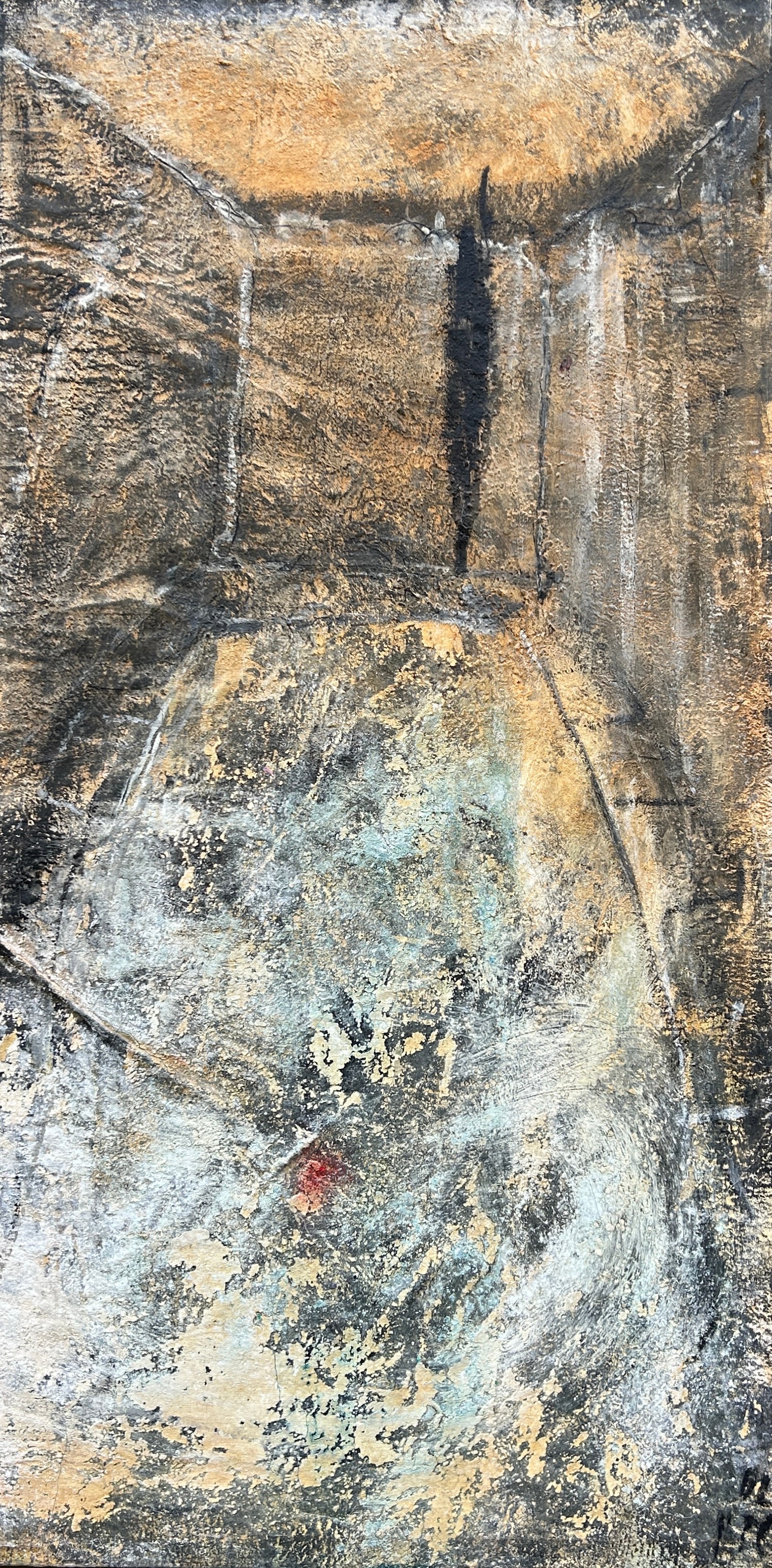 Eran Shakine, Israeli, Pool, Mixed Media on Canvas: Eran Shakine "Pool", oil and sand with significant texture and materiality, 66x132 cm. Signed. An early and characteristic work by the artist from a sought-after series with collectible value. Eran Sh