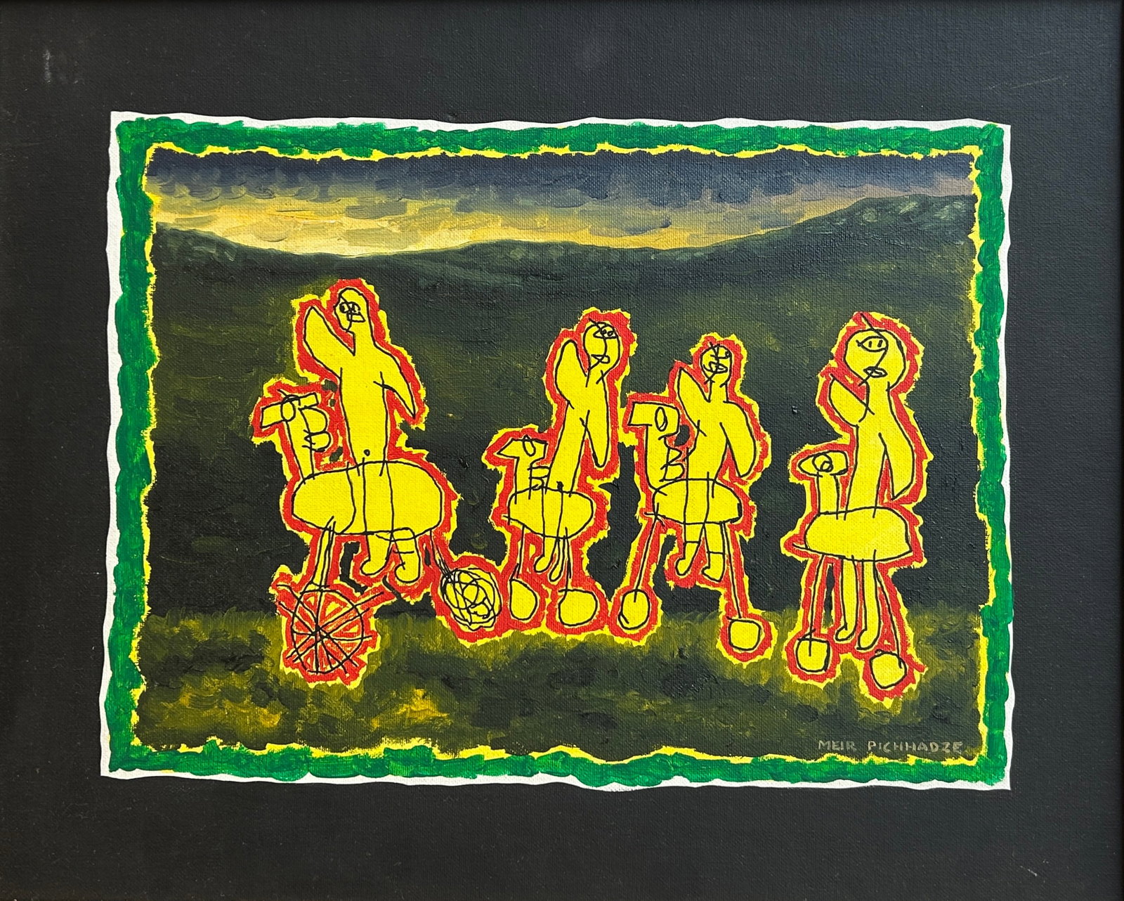 Meir Pichhadze, Israeli-Georgian, Oil on Canvas Mounted on Cardboard: Meir Pichhadze Untitled, oil on canvas mounted on cardboard, 40.5x50.5 cm, signed, includes a Certificate of Authenticity (COA) from the Artist's Estate. Meir Pichhadze, Israeli, born USSR, 1955-2010.