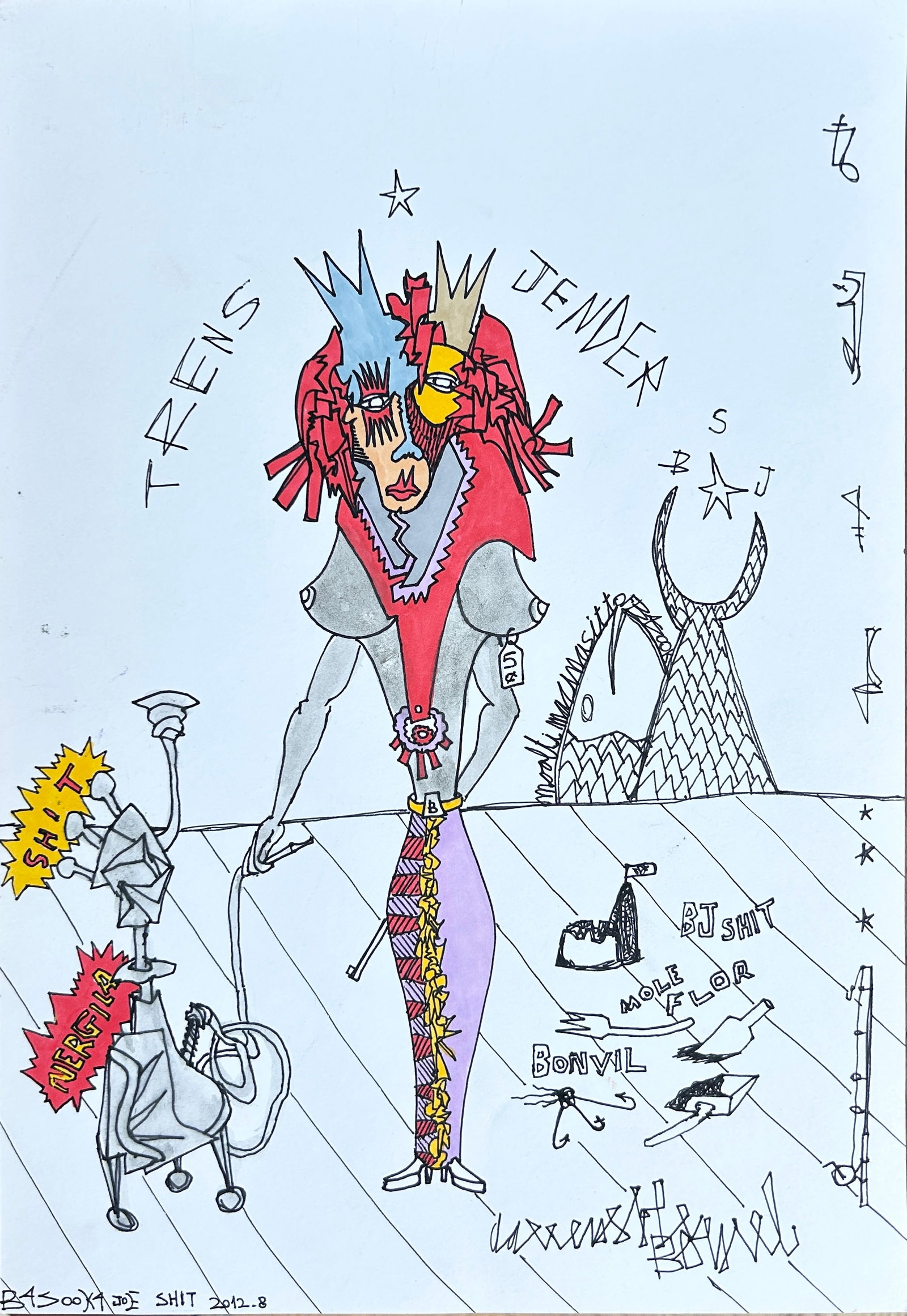 Bazooka Joe, Israeli, Colored Pens and Markers on Paper (1 of 4)