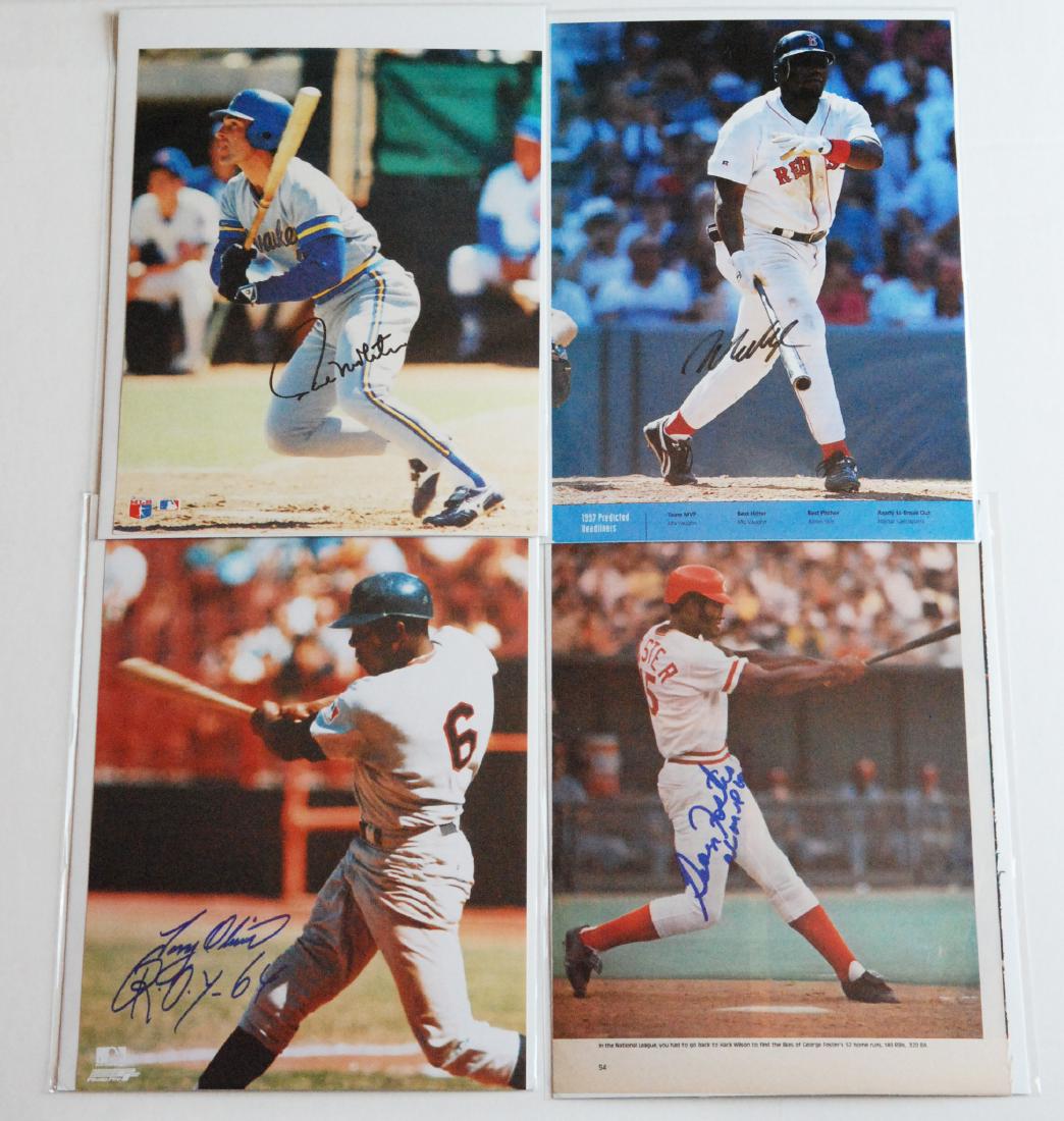Baseball Greats Original Autographed Images: Baseball, Paul Molitor, Tony Oliva, George Foster, Mo Vaughn. Original Autographed/Hand-Signed photos/images by some of the greats of the baseball. This group of four autographed images are from an en