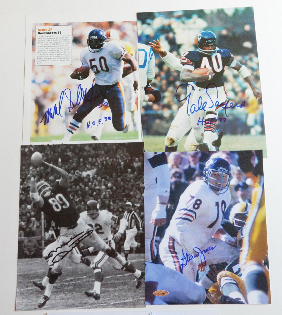H.O.F. Chicago Bears Original Autographed Images: H.O.F. Chicago Bears, Gale Sayers, Mike Ditka, Stan Jones, Mike Singletary. Original Autographed/Hand-Signed photos/images by some of the greats of the football.Â This group of four autographed ima