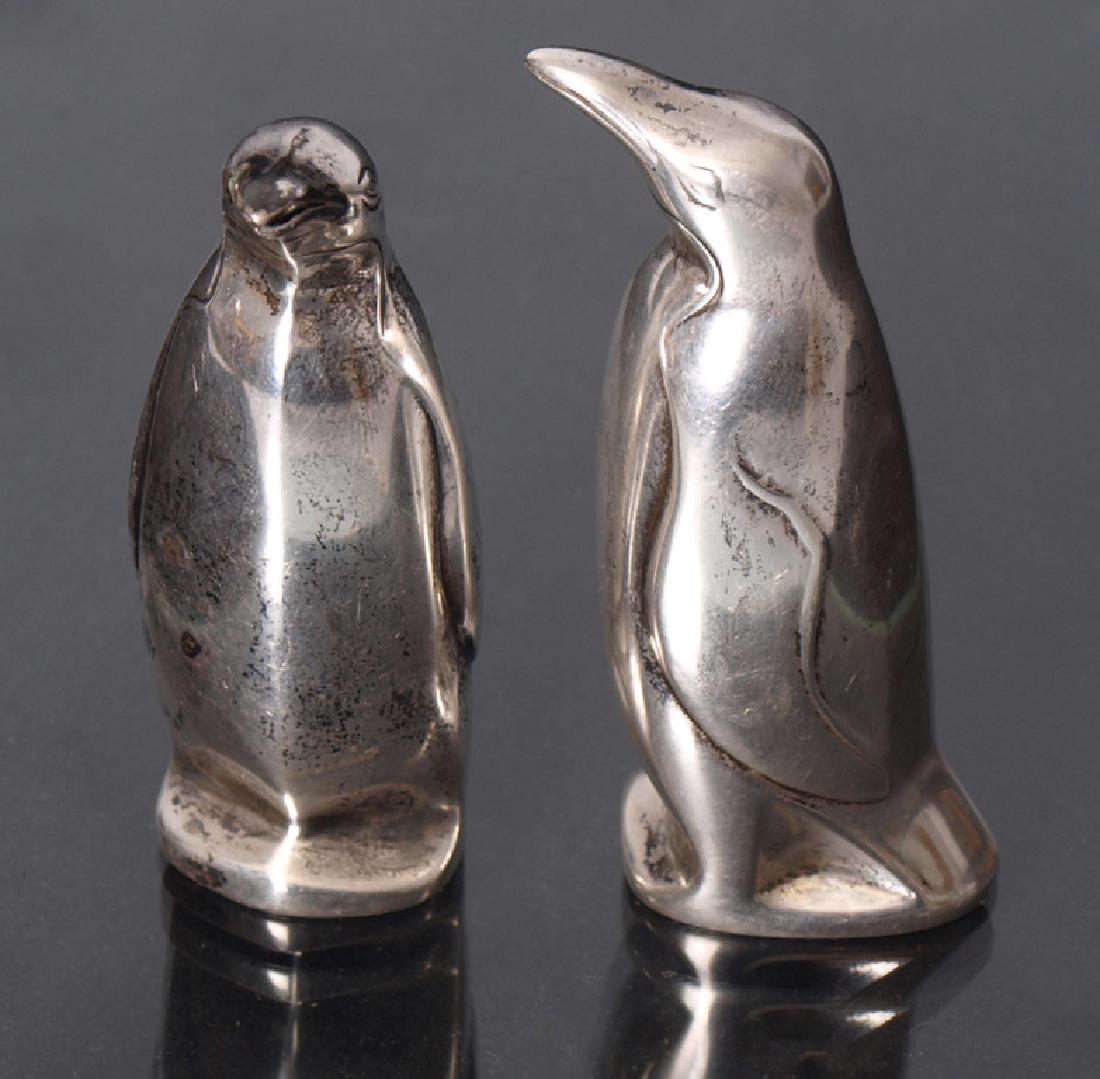 Art-deco style silver salt & pepper shakers "Penguins" (1 of 13)