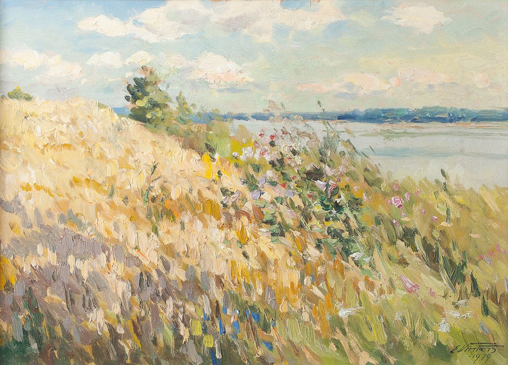 Saulkalne near the Ikskile, Edgars Vinters: Author Edgars Vinters (1919-2014) 1979. Carton, oil. 50x68 cm