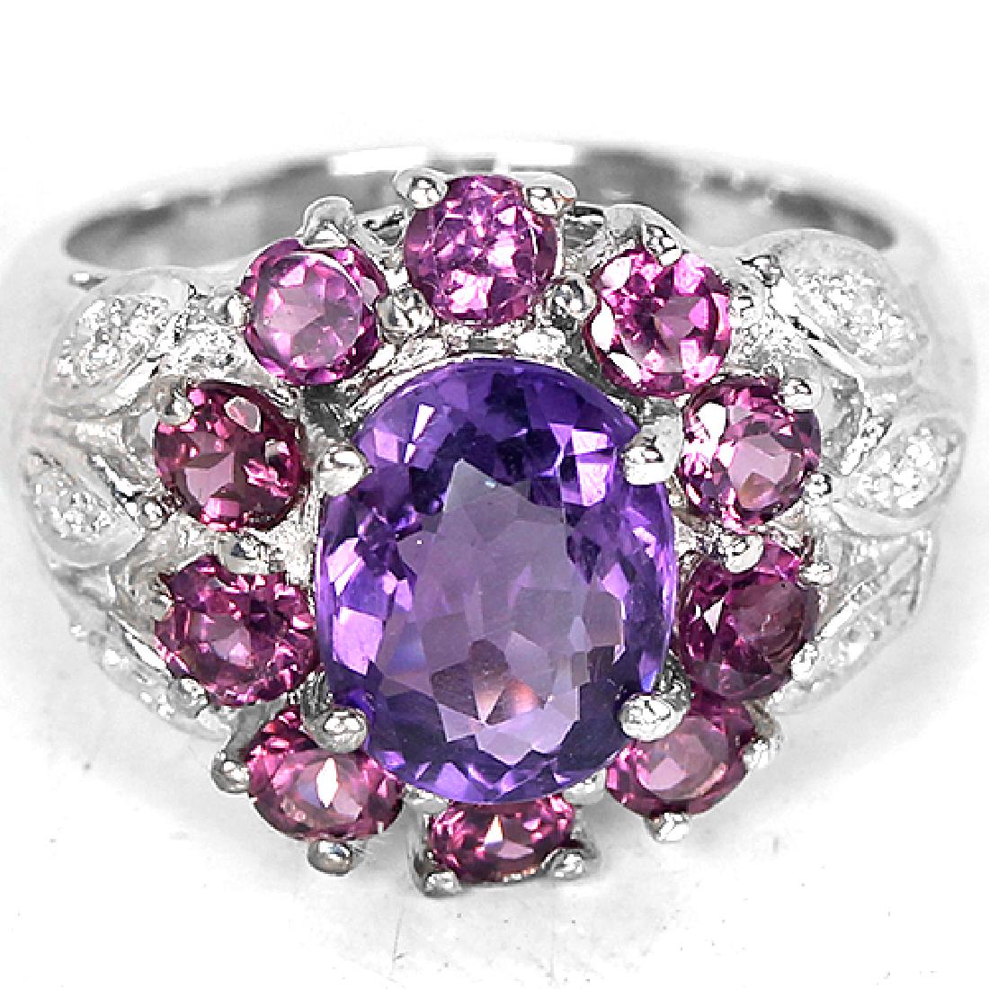 Natural Amethyst & Rhodolite Garnet Ring (1 of 1)