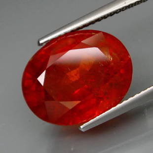 Natural BIG Spessartite Garnet 12.35 cts -no Treatment: Natural BIG Spessartite Garnet 12.35 cts -no Treatment;SHAPE :OvalWEIGHT :12.35 Ct.SIZE :14.4 X 11.4 X 7.7 Mm.QUANTITY :1 Piece;COLOR :Best Orange Red;CLARITY :I1;LUSTER 