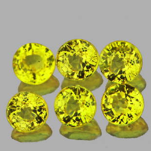 Round Natural Intense Yellow Sapphire 3.5 MM: Round Natural Intense Canary Yellow Sapphire; WEIGHT : 1.72 Carats SHAPE : Round SIZE ( L x W x D ) : 3.50 mm QUANTITY : 6 pieces COLOR : Intense Canary Yellow CLARITY : IF-VVS1 ORIGIN : Ceylon
