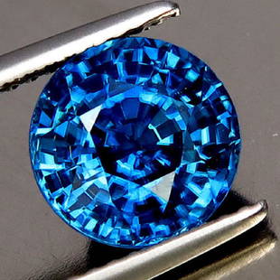 Natural Combodian Rare Blue Zircon 4.01 Ct - VVS: Natural Zircon 4.01 cts; Dimensions -8.4x5.6 mm; Shape-Round; Color -Rare Blue; Clarity -VVS; Treatment-None; Origin-Cambodia; 