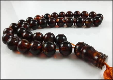 Natural Amber Islamic Prayer 33 beads Tasbih: Natural Amber Islamic Prayer 33 beads Tasbih.....Weight 32.9 grams; Amber Beads: 11.5 x 11.5 mm......Guranteed Natural Amber....