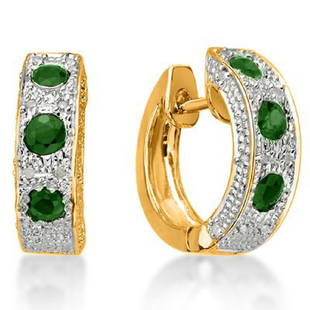 Genuine Emerald & Diamond Earrings: 925 STERLING SILVER.........Metal Weight by Gram:4.50 grams.....GENUINE DIAMOND........Quantity:28;Cut:ROUND CUT;Carat:0.160;Clarity:SI1-I2;Color:G-I.....GENUINE EMERALD......Quantity:6;Cut:ROUND
