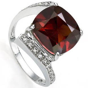 Natural Garnet & Diamond Ring 7.10 carats: PLATINUM OVER 0.925 STERLING SILVER...3.49 grams...size 7; 100% natural and earth mined Garnet 6.98 carats......Persian Red Color; GENUINE DIAMONDQuantity:24Cut:ROUND