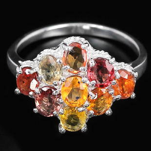 Natural Fancy Sapphire Ring: GENUINE SONGEA MULTI COLOR SAPPHIRE OVAL 925 SILVER RING 14K WHITE GOLD COATING; size 7; STONE SHAPEOVALSTONE DIMENSION4 X 3 MM.ITEM WEIGHT2.9 GRAMCOLORMULTI COLORCLARITYVVS,VS TO