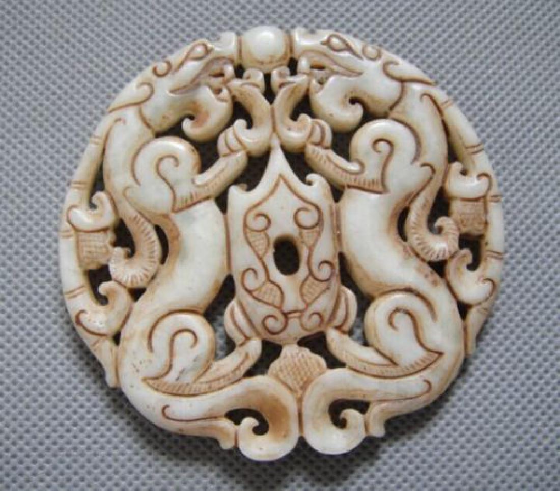 Old Jade Hand Craved Dragon Pendant (1 of 1)