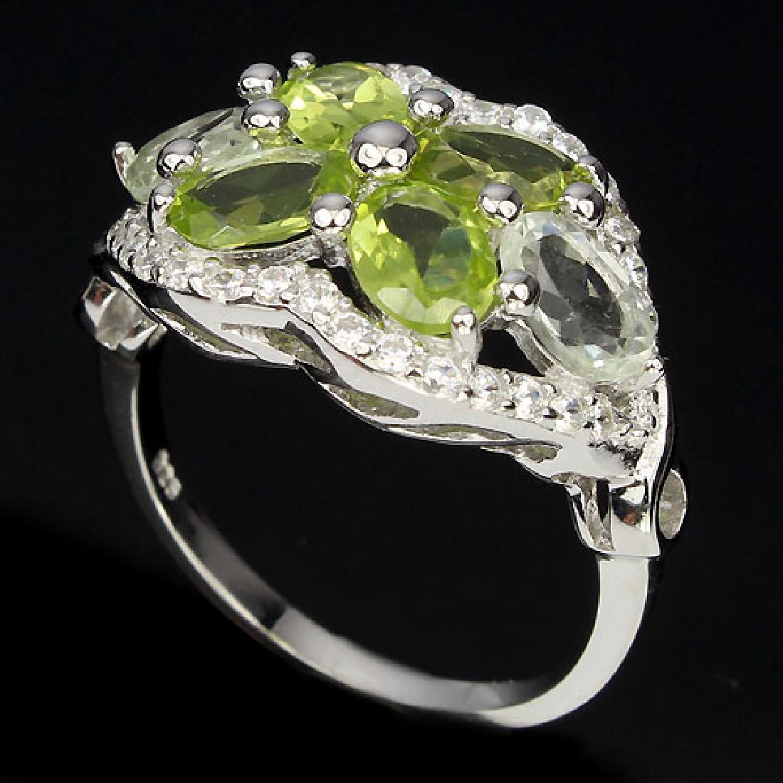 Natural Peridot & Light Tea Green Amethsyt Ring (1 of 2)