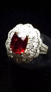 Natural Pigeon Blood Red Ruby Diamond & Gold Ring: 18k White Gold 6 Grams....Pigeon Blood Ruby 3.04 Cts; completely untreated...Diamonds 0.85 cts.....G/VS; Certified by GRS Swiss lab.