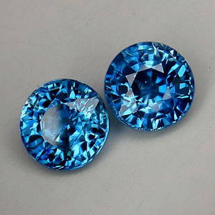 Natural Combodian Rare Blue Zircon 5.35 Ct - VVS: Natural Zircons..... Weight- 5.35 ct ; Dimensions -7.4x depth4.9; Quantity-2; Shape-Round; Color-Blue; Clarity-VS/VVS; Treatment-None; 
