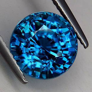 Natural Combodian Rare Blue Zircon 5.29 Ct - VVS: Dimensions -8.9xdepth 6.9; Quantity-1; Shape-Round; Color-Blue; Clarity-VVS; Treatment- none; Origin-Cambodia; Luster-Excellent