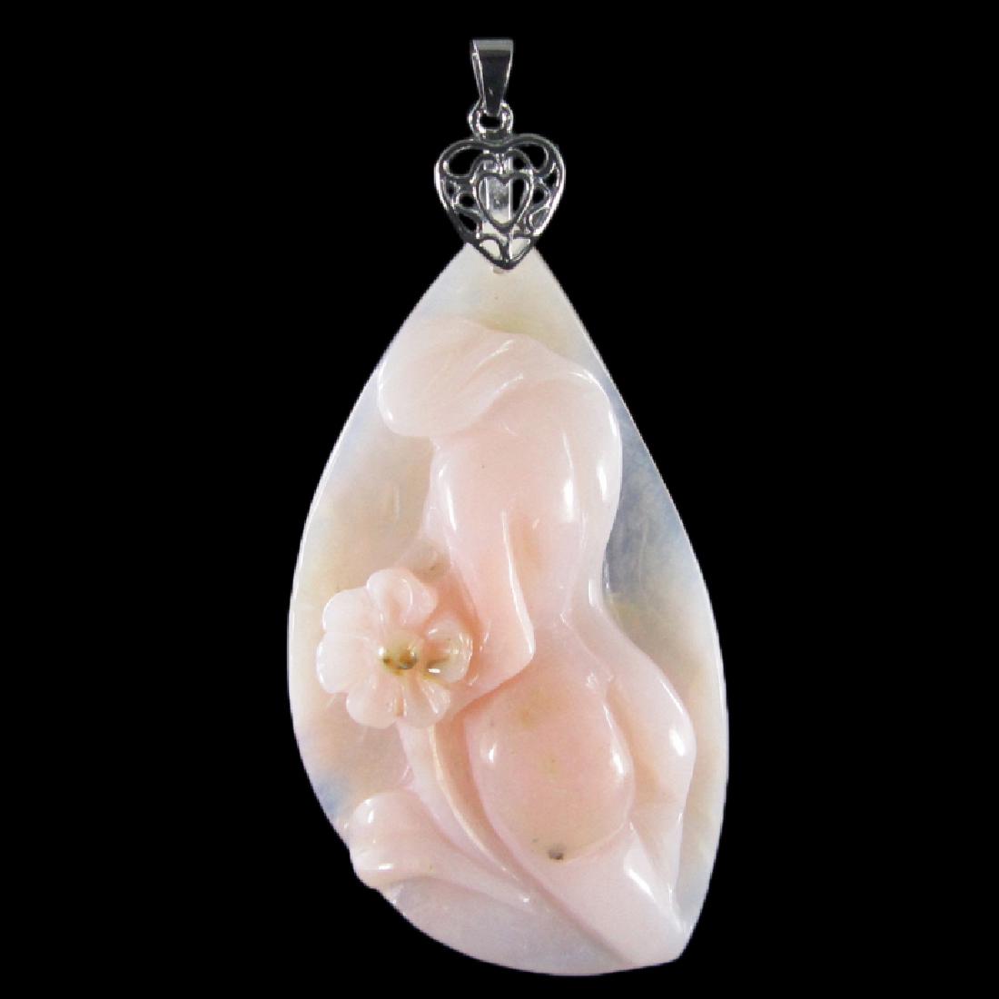 Natural Stone Opal Hand carved Pendant (1 of 2)
