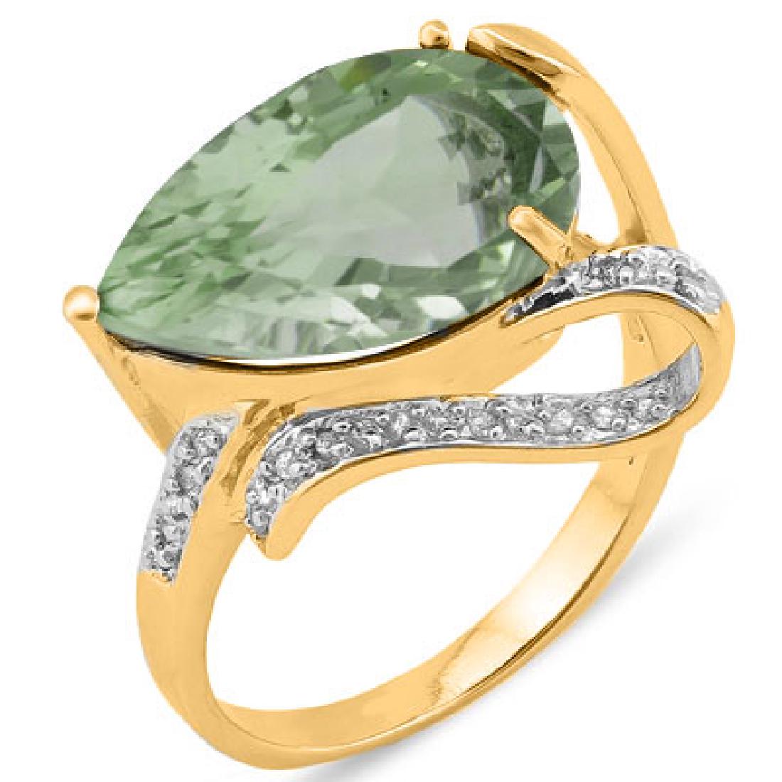 Natural Green Tea Amethyst Diamond Ring (1 of 1)