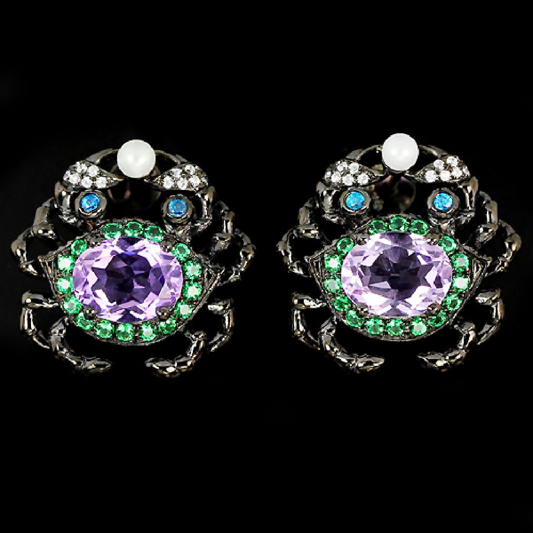 Natural Gemstone Black Crab Earring (1 of 1)