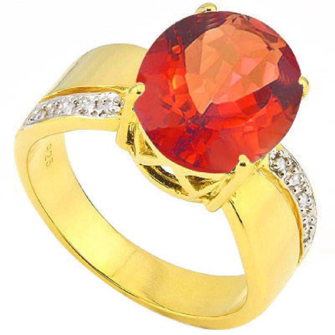 Stunning Hessonite & Diamond Ring (1 of 1)