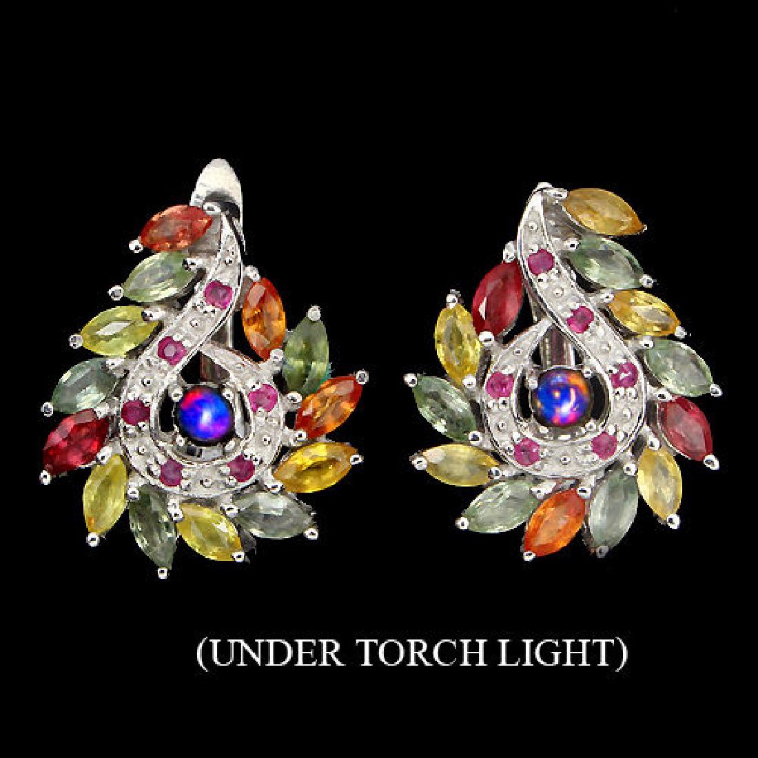 Natural Black Opal Ruby & Sapphire Earrings (1 of 1)