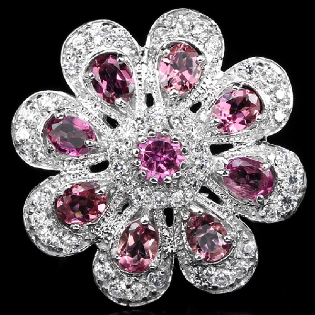 Natural Pink Tourmaline Flower Ring (1 of 2)