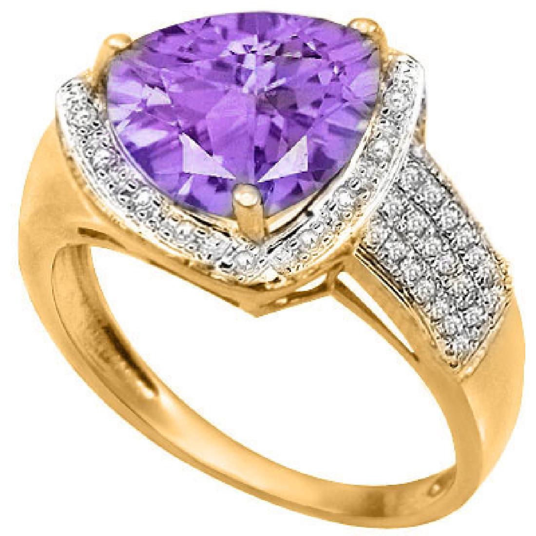 Natural Amethyst & 1/5 Cts Diamond Ring (1 of 1)
