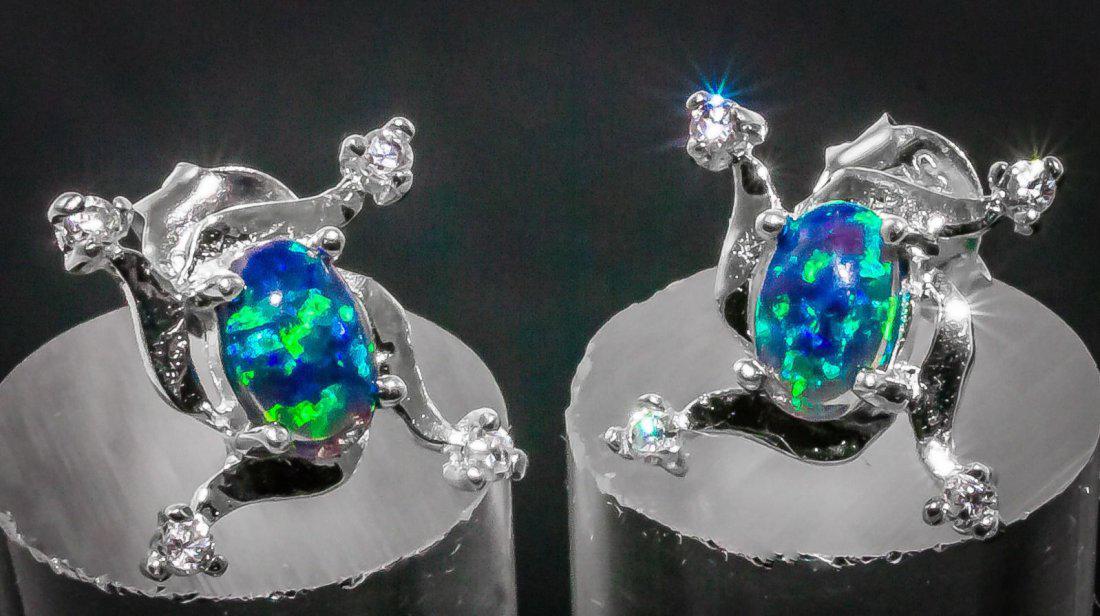 Stunning Fire Opal & Topaz Earrings/Studs (1 of 2)