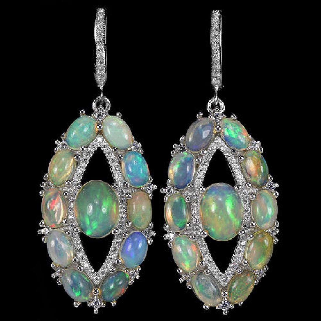 Natural Rainbow White Opal Earrings (1 of 1)