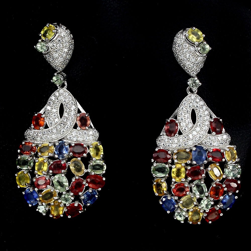 Natural Multi Color Fancy Sapphire 49 Carats Earrings (1 of 1)