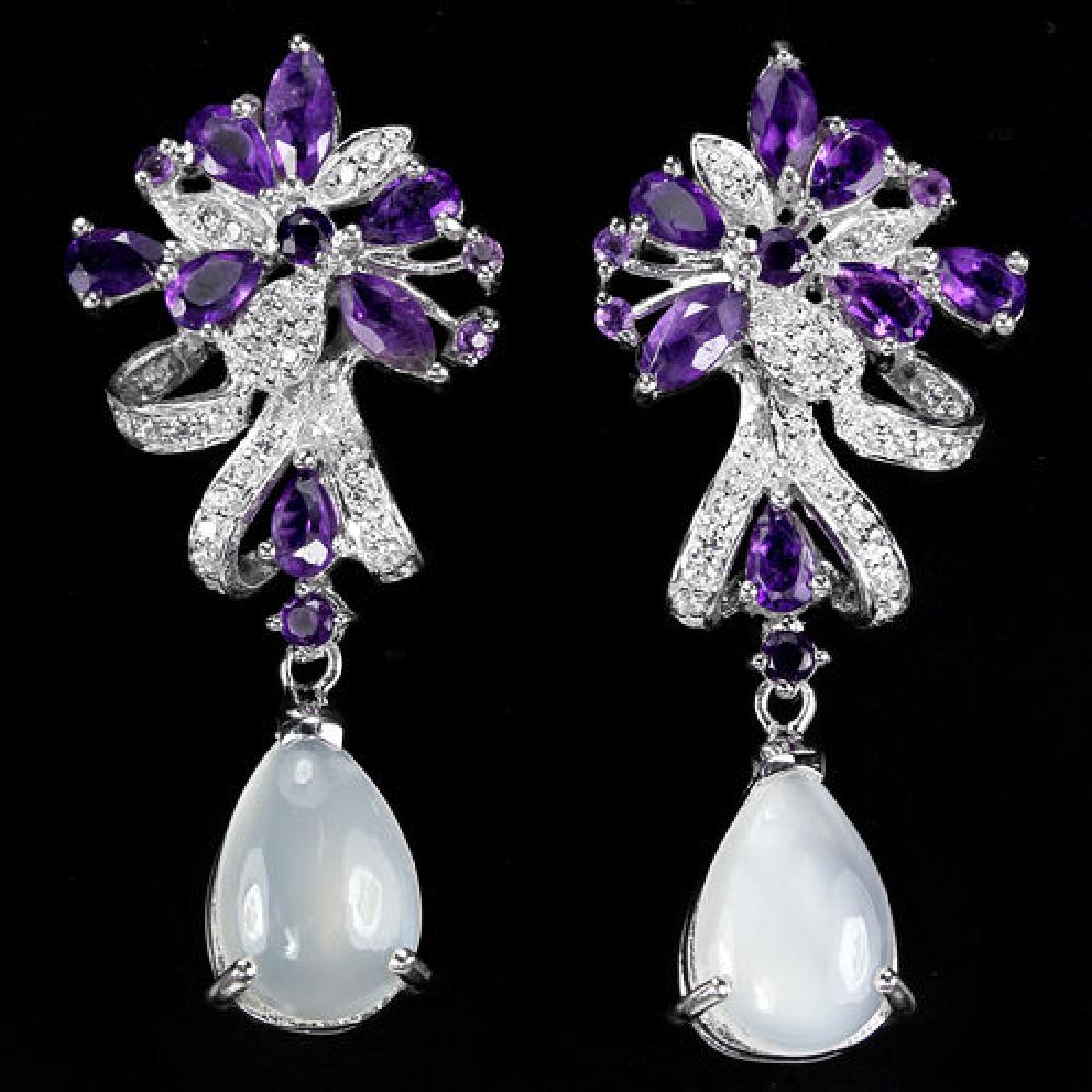 Natural Moonstone & Amethyst Earrings (1 of 1)