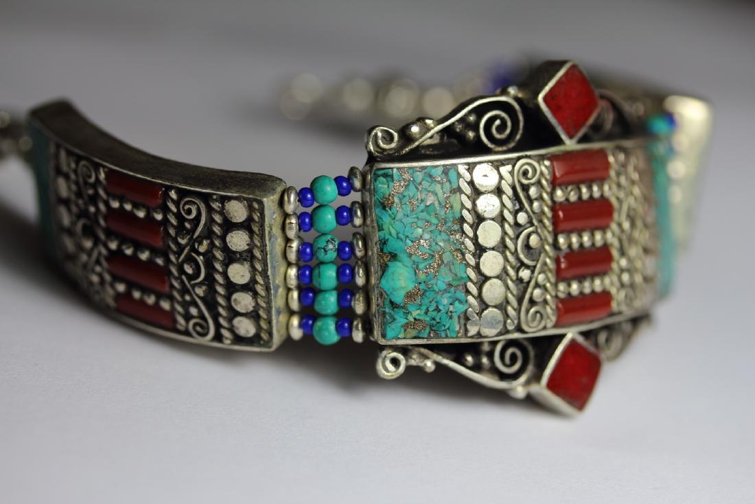 Tibet Hand Made Turquoise, Coral, Lapis Lazuli Bracelet (1 of 1)