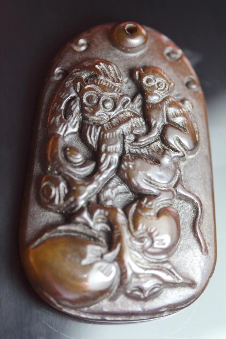 Old Chinese Jade Hand Carved Zodiac Monkey Pendant (1 of 1)