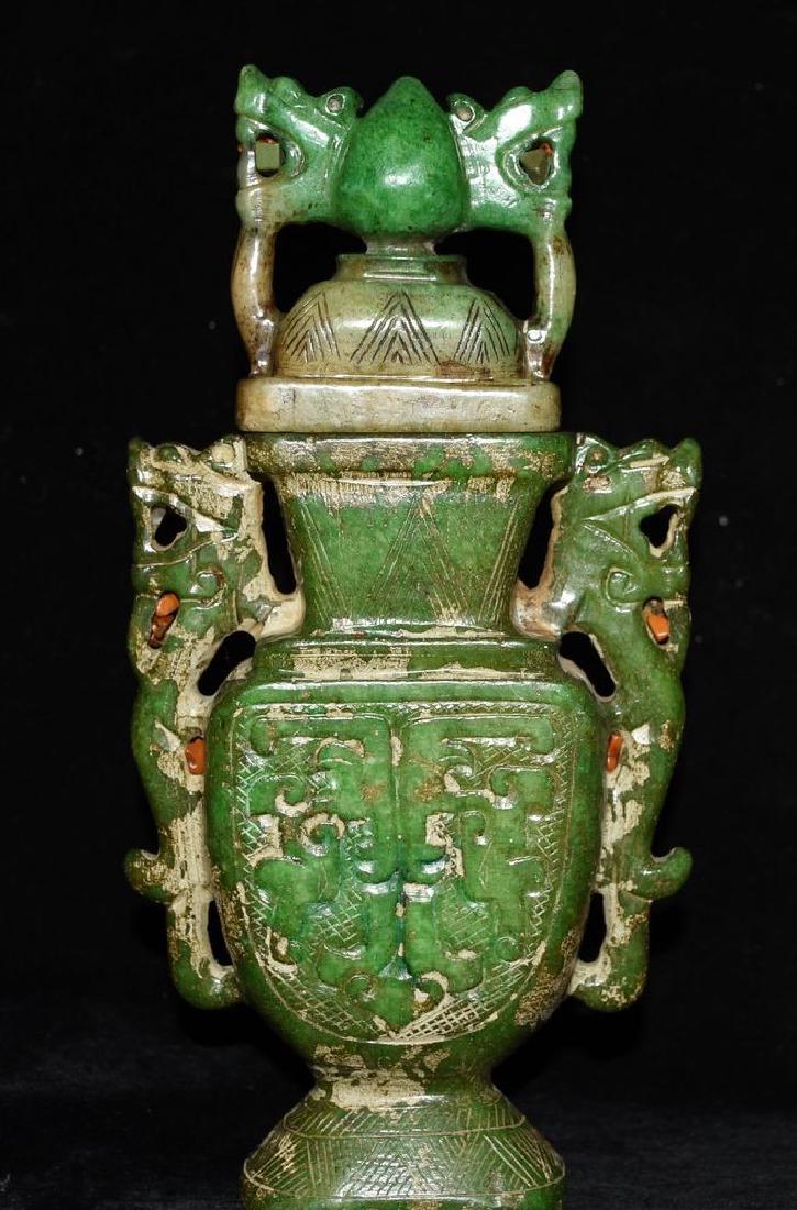 Antique Chinese Jade Hand-Carved Dragon Vase (1 of 10)