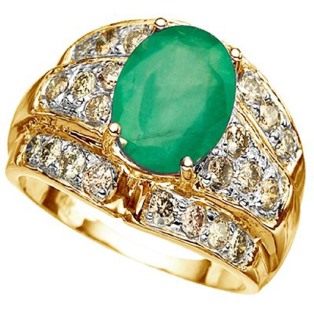 Stunning 4.00 ct Emerald & Diamond Solid Gold Ring (1 of 1)