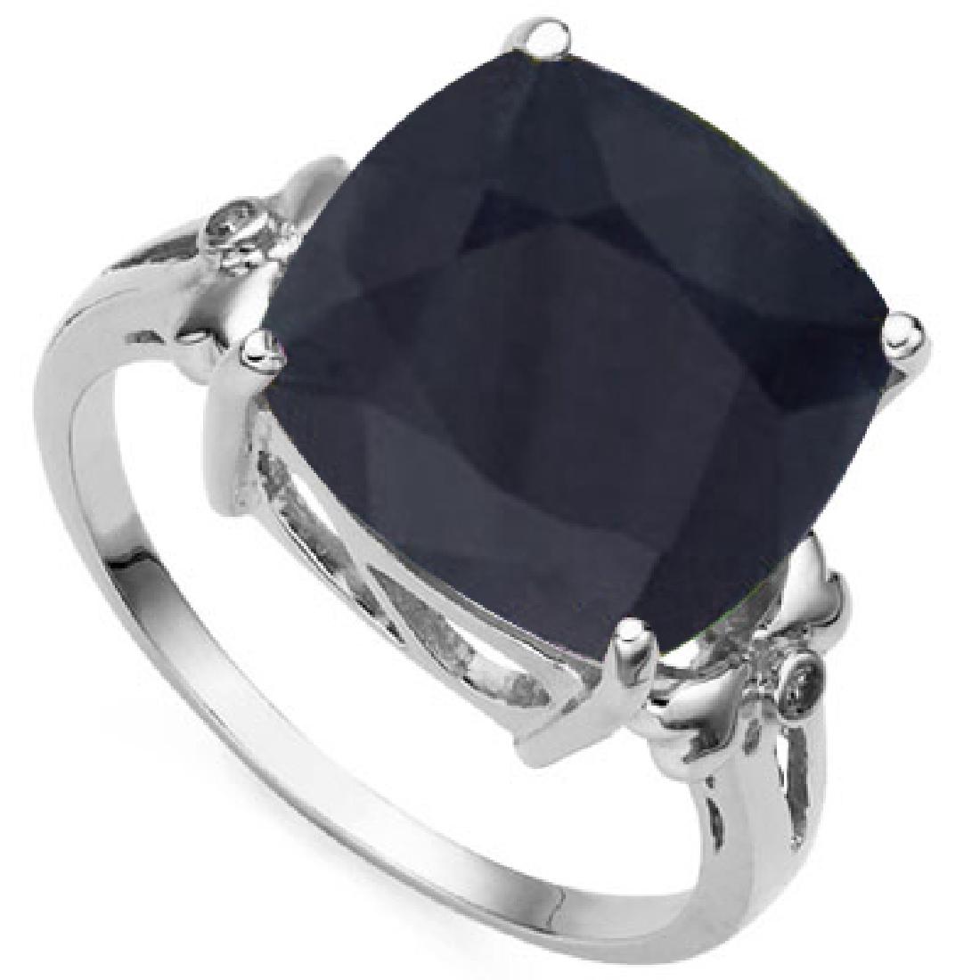 Natural Black Sapphire Diamond Ring (1 of 1)