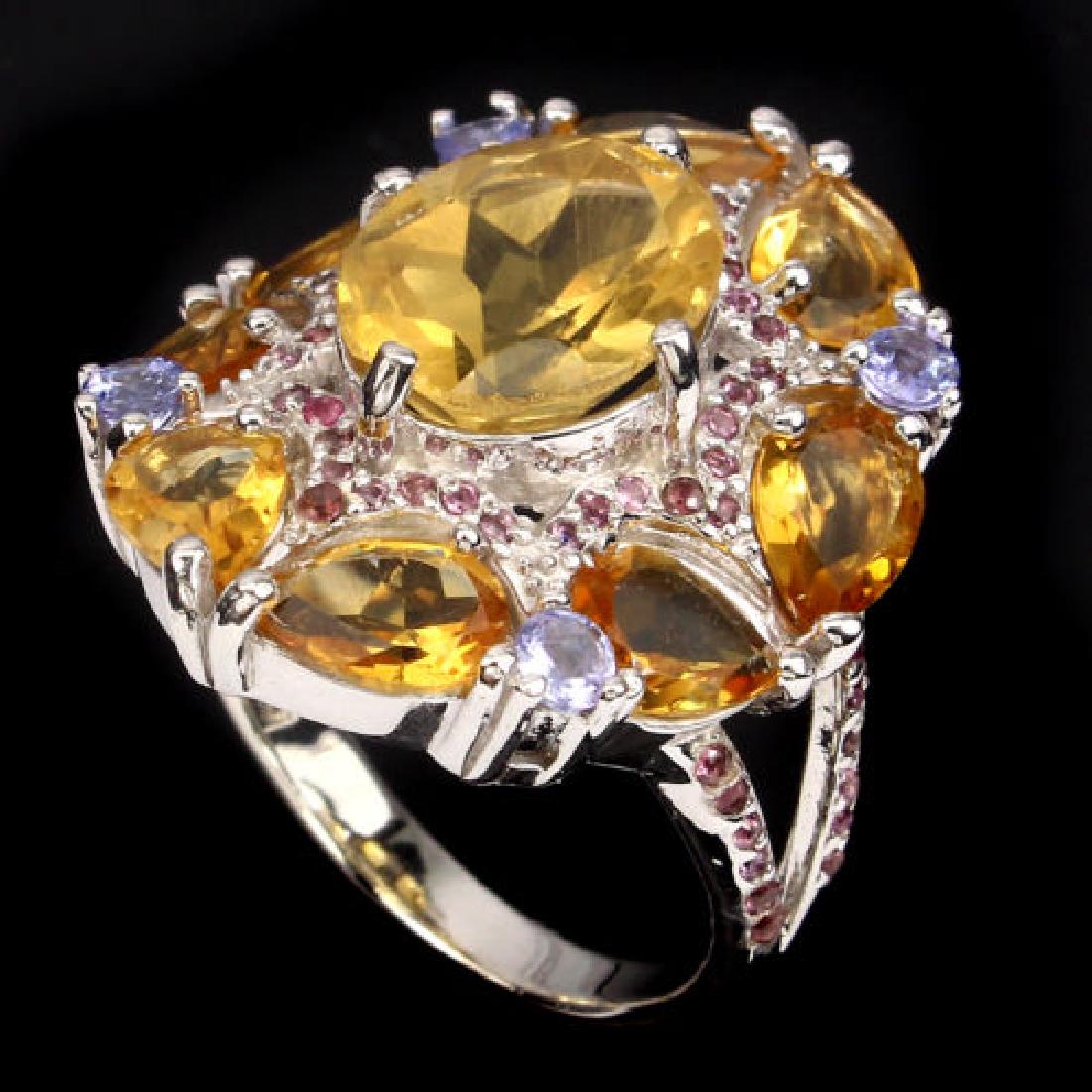 Natural Yellow Citrine Garnet Tanzanite Ring (1 of 1)