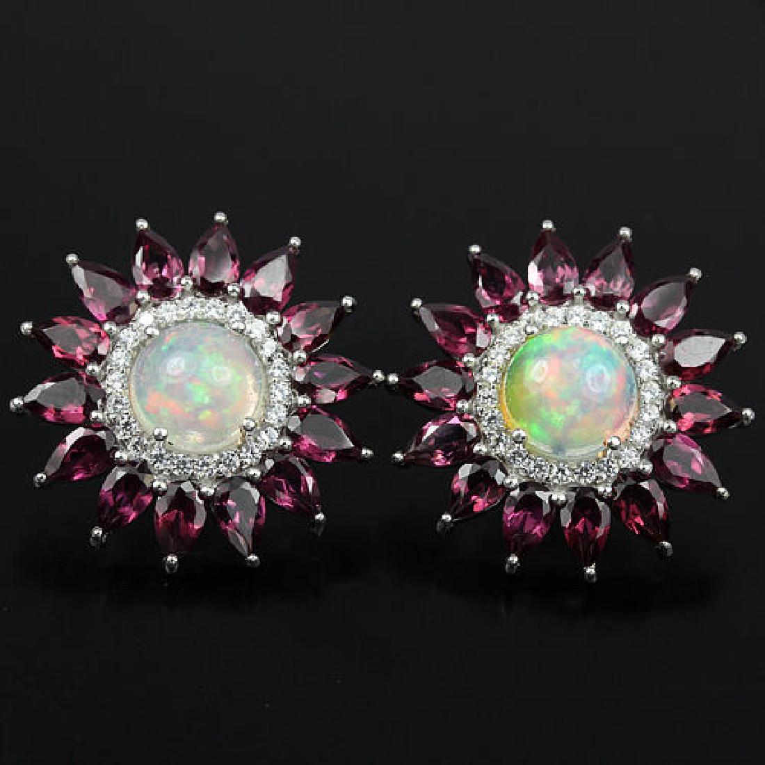 Natural Fire Opal & Rhodolite Garner Earrings (1 of 1)