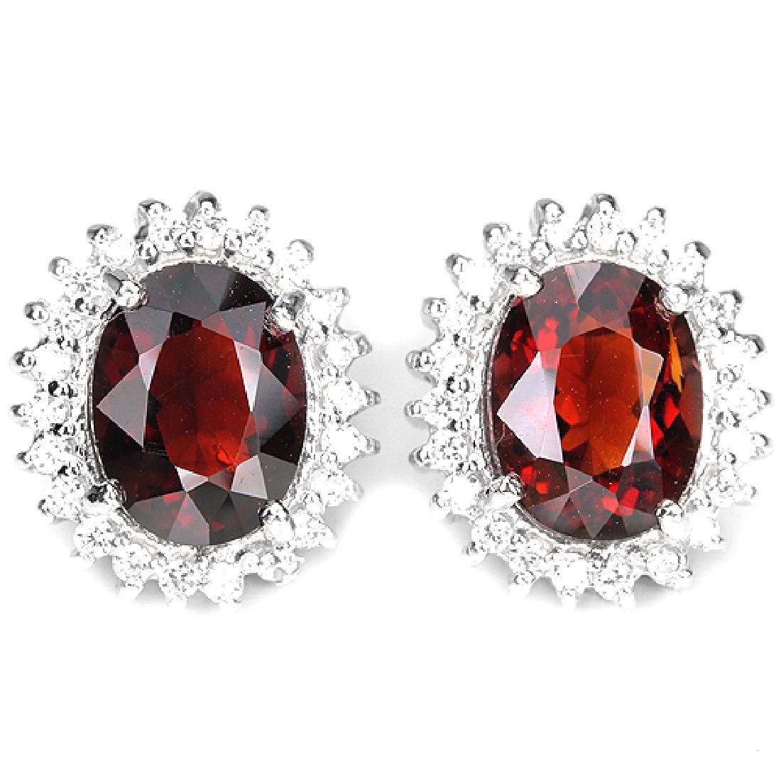 Natural Rhodolite Garnet & CZ Earrings (1 of 1)