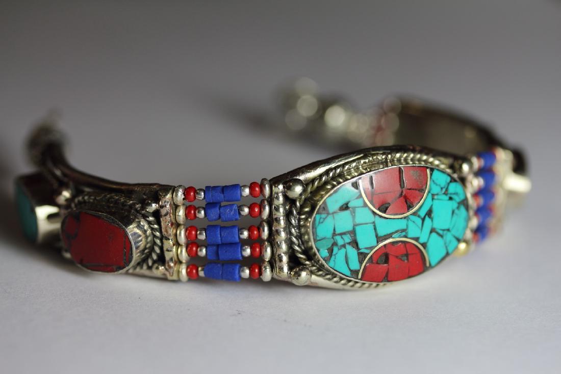 Tibet Hand Made Turquoise Lapiz Lazuli & Coral Bracelet (1 of 1)
