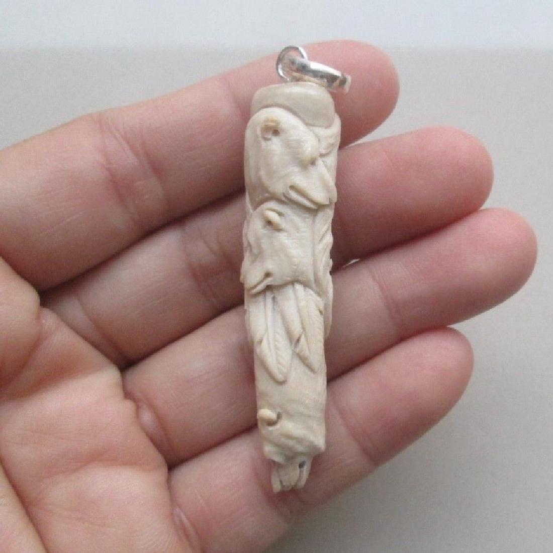 Hand Carved Antler Bear  & Eagle Pendant (1 of 4)