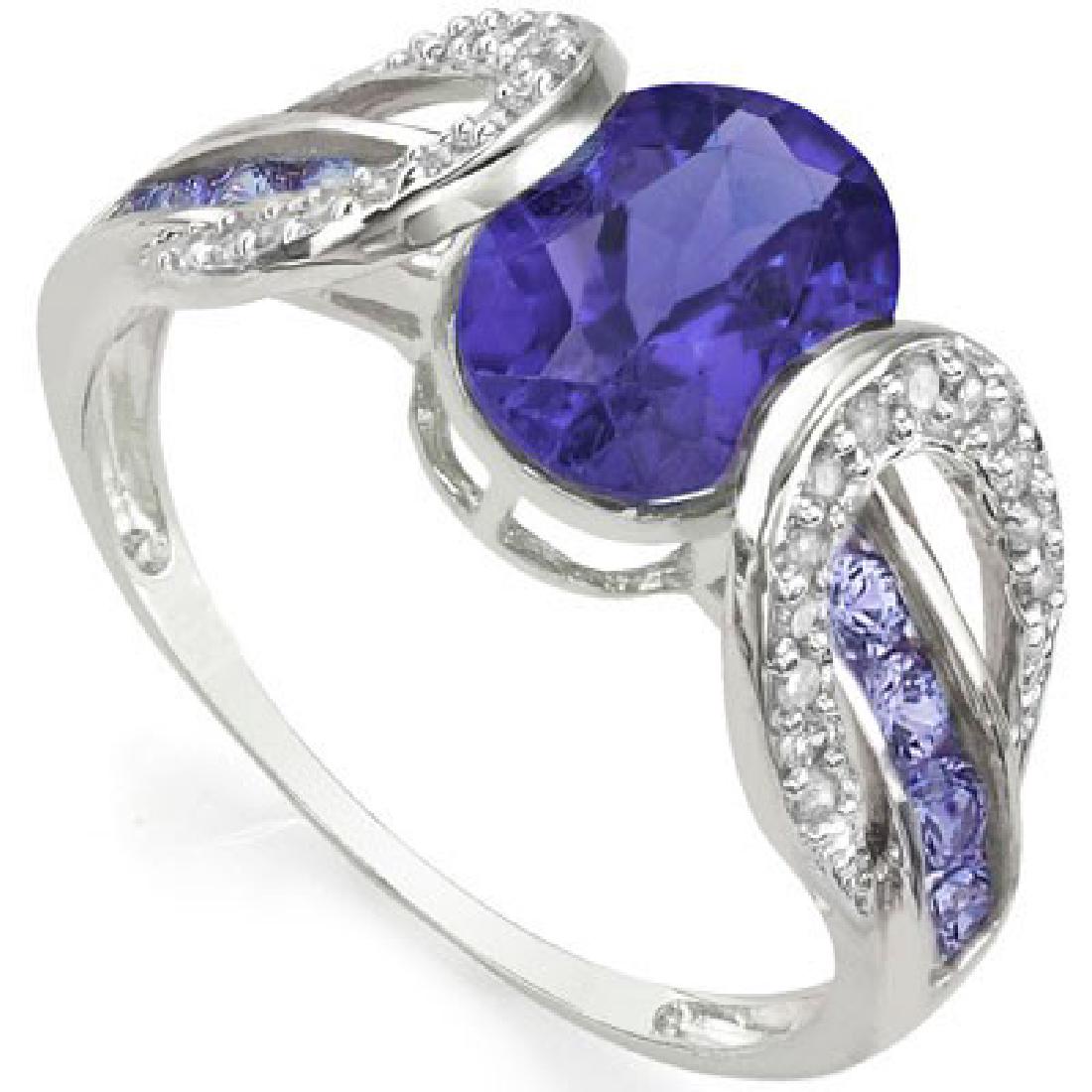 Natural Tanzanite & Diamond Solid Gold Ring (1 of 2)