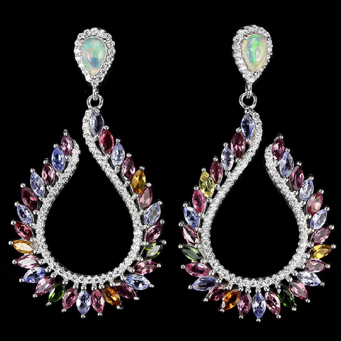 Natural Opal Tanzanite & Tourmaline Earrings (1 of 1)