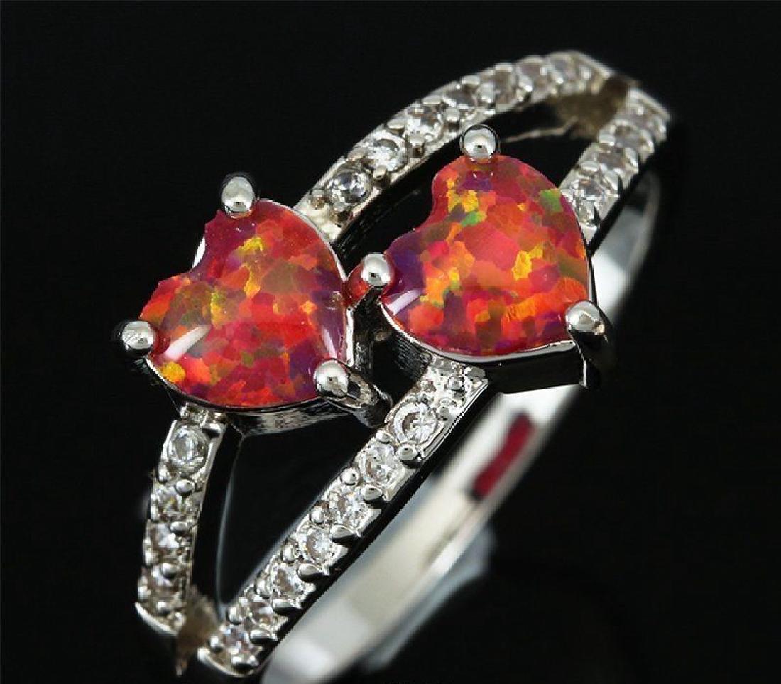 Stunning Fire Double Heart Opal Ring (1 of 1)