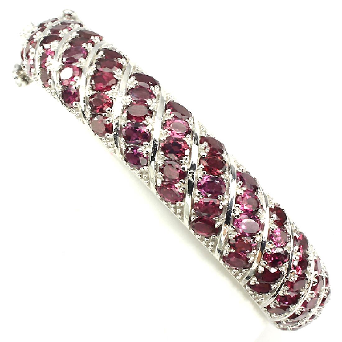 NATURAL  RASPBERRY RHODOLITE GARNET BANGLE (1 of 2)
