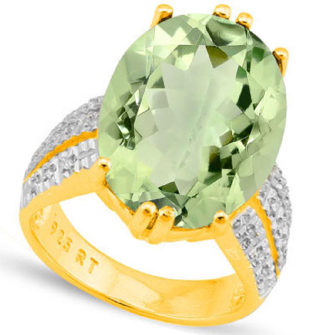 Natural Green Tea Amethyst & Diamond Ring (1 of 1)