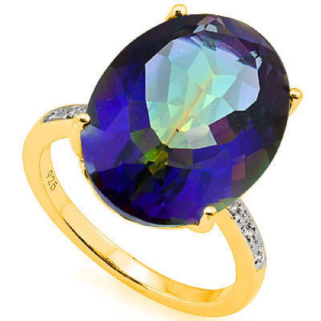 Natural Ocean Mystic Gem & Diamond Ring (1 of 1)