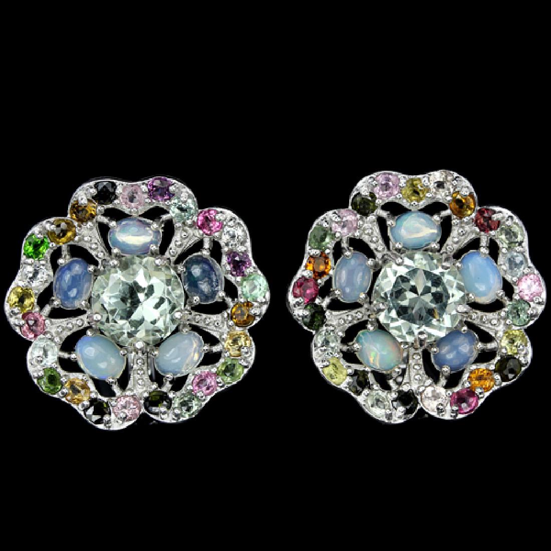 Natural Amethyst & Fancy Tourmaline & Opal Studs (1 of 1)